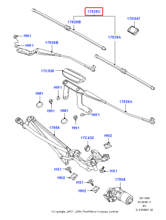Wiper blade set, front