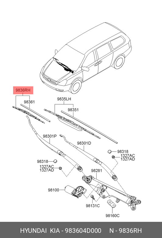 Front wiper blade, right