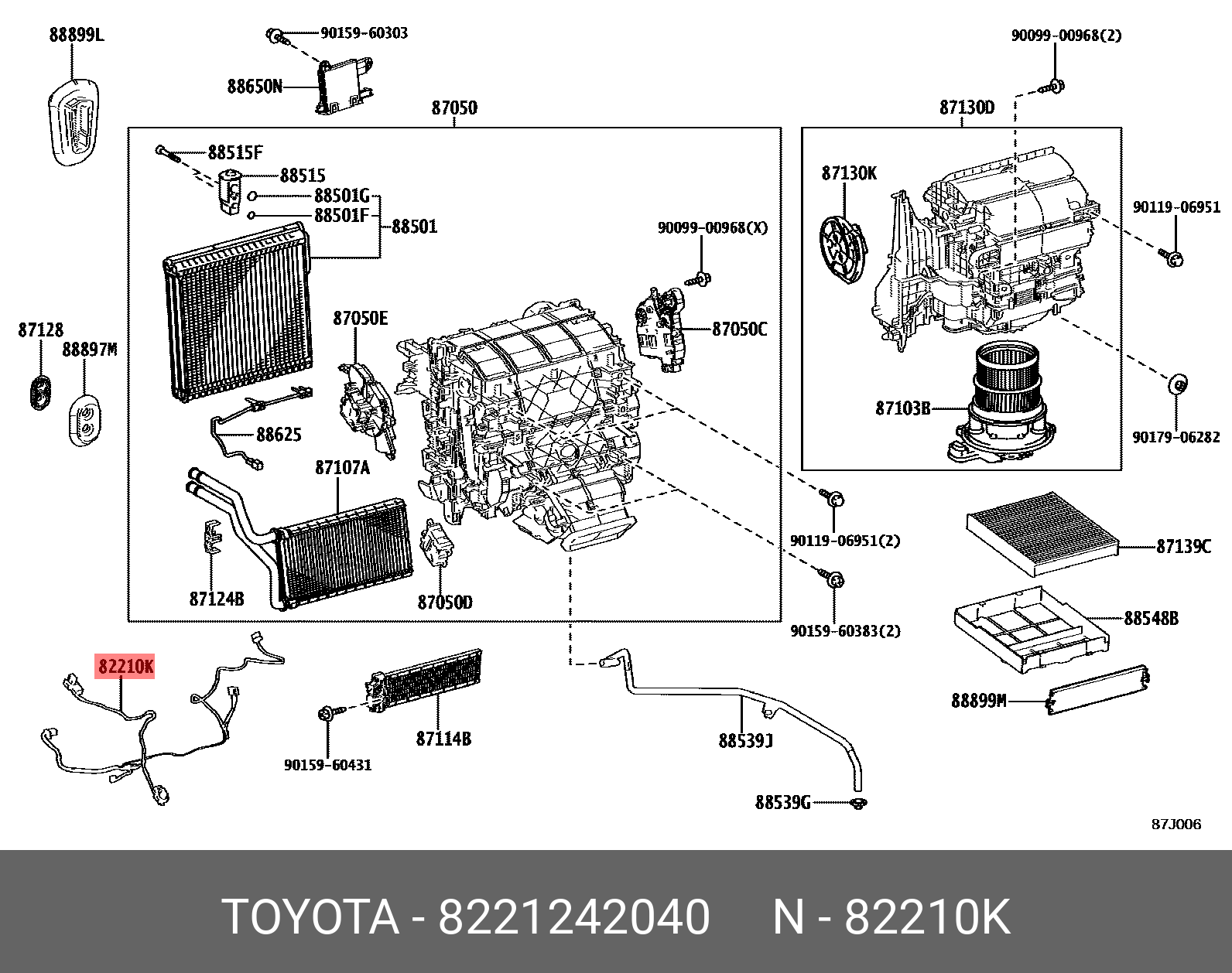 82212-42040 TOYOTA LEXUS HARNESS AIR