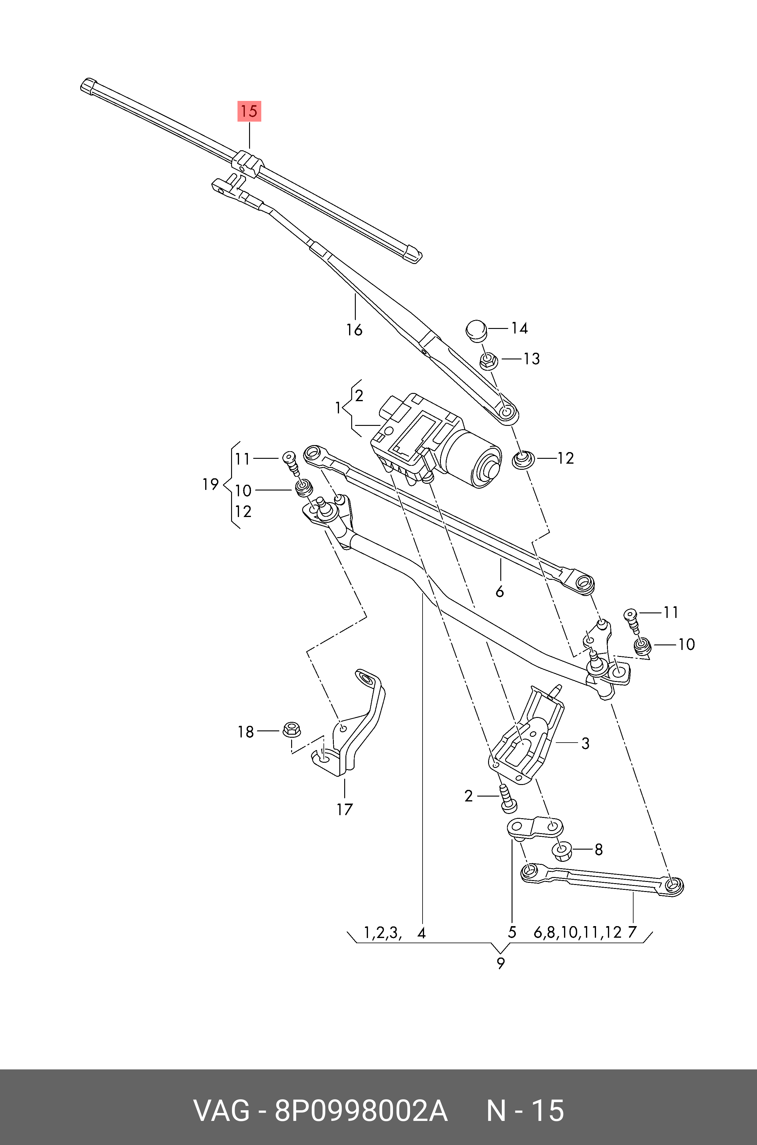 Wiper blade set, front