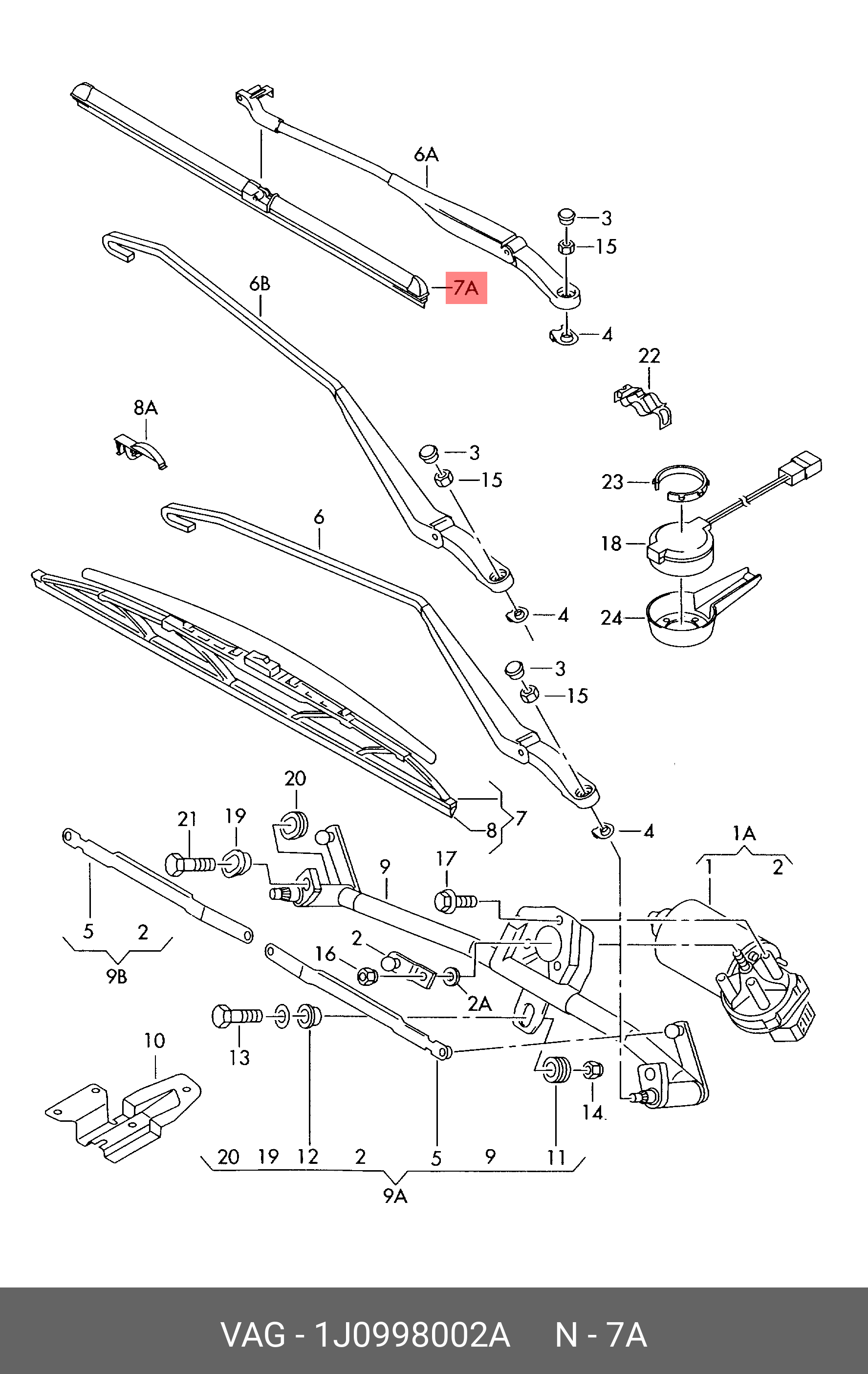 Wiper blade set, front