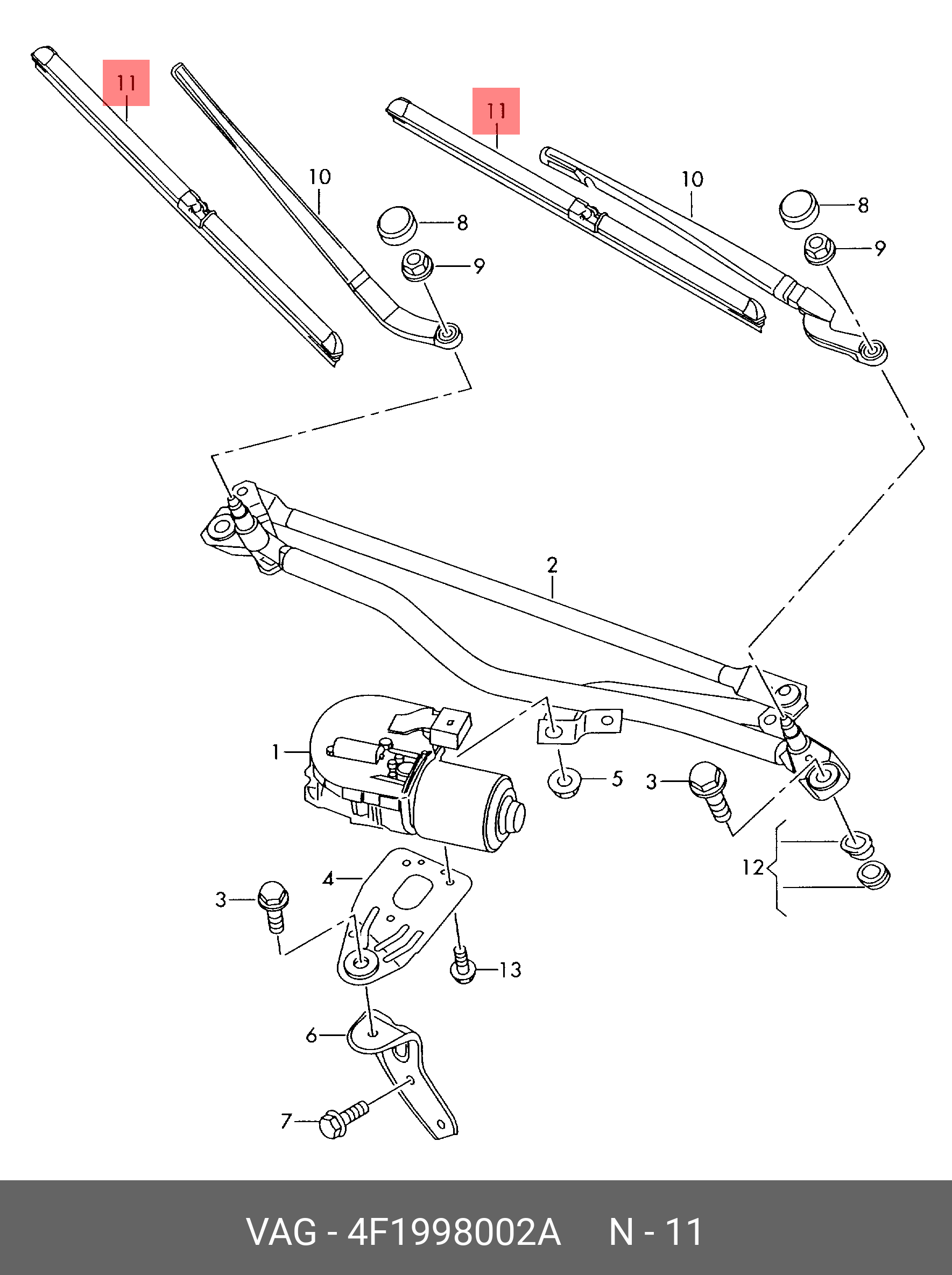 Wiper blade set, front