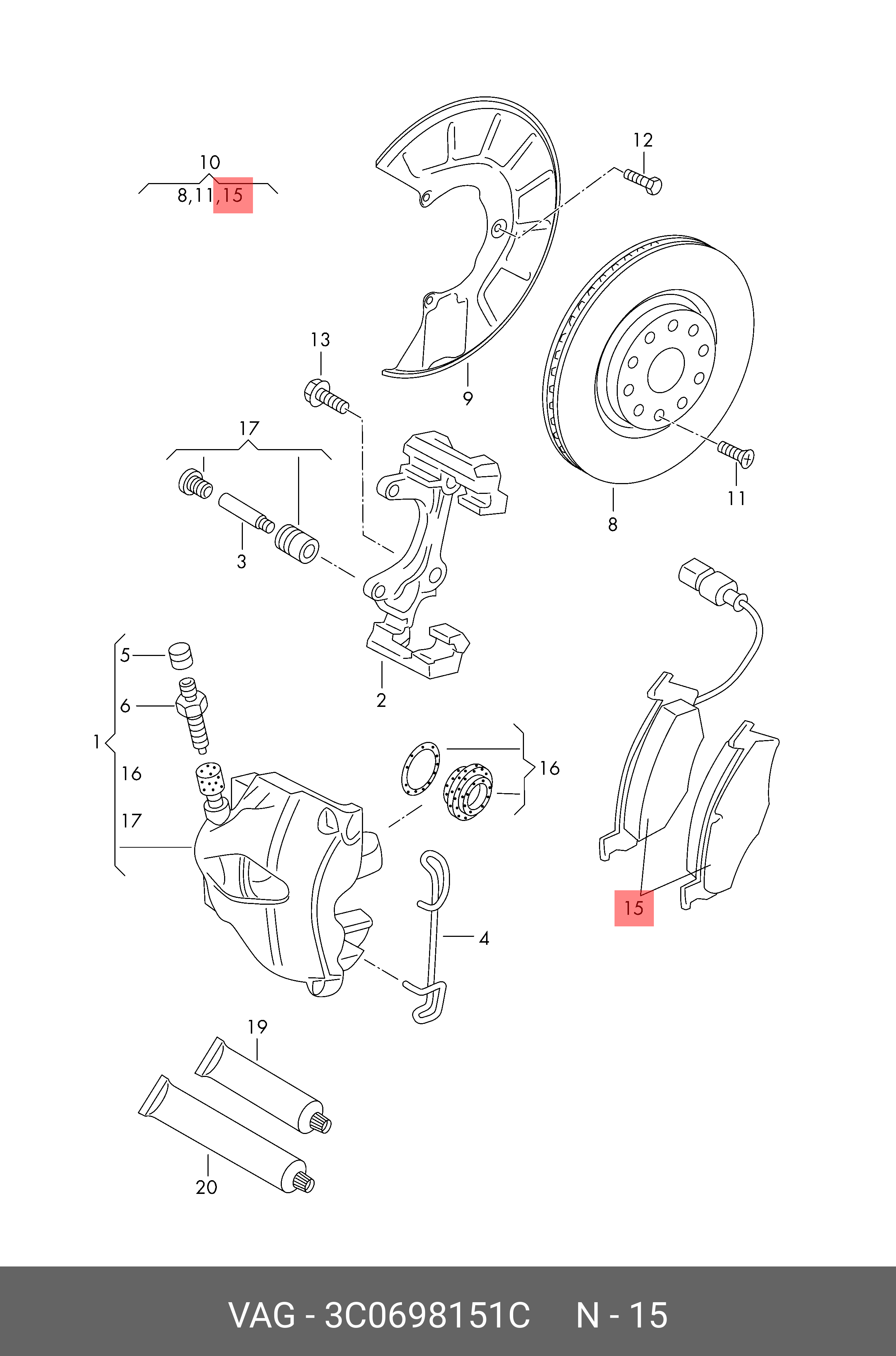 Front brake pads, set