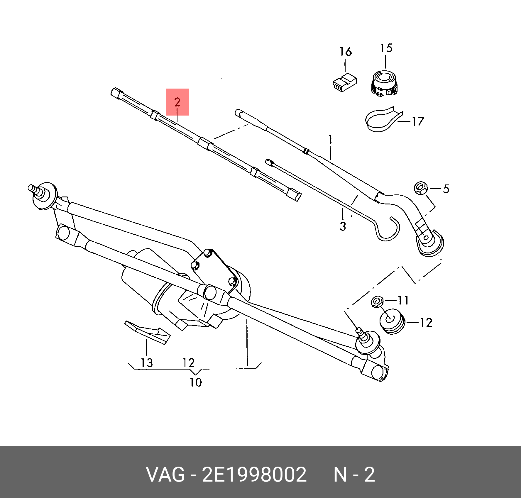 Wiper blade set, front