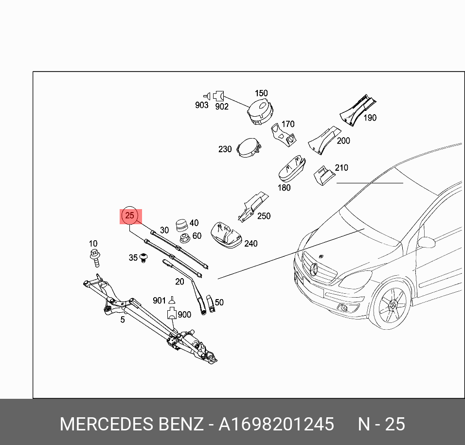 Wiper blade set, front