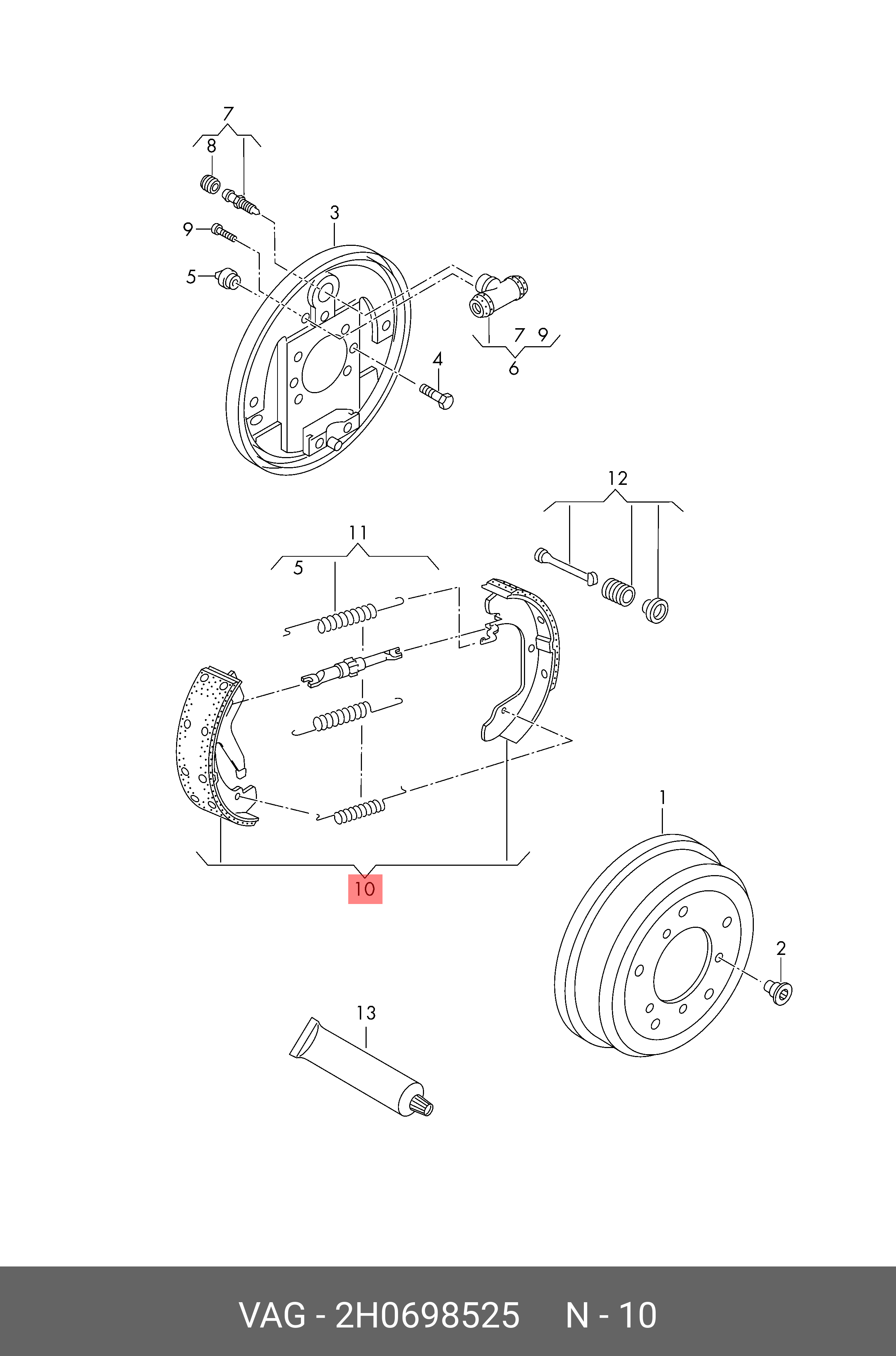 Rear brake pads, set