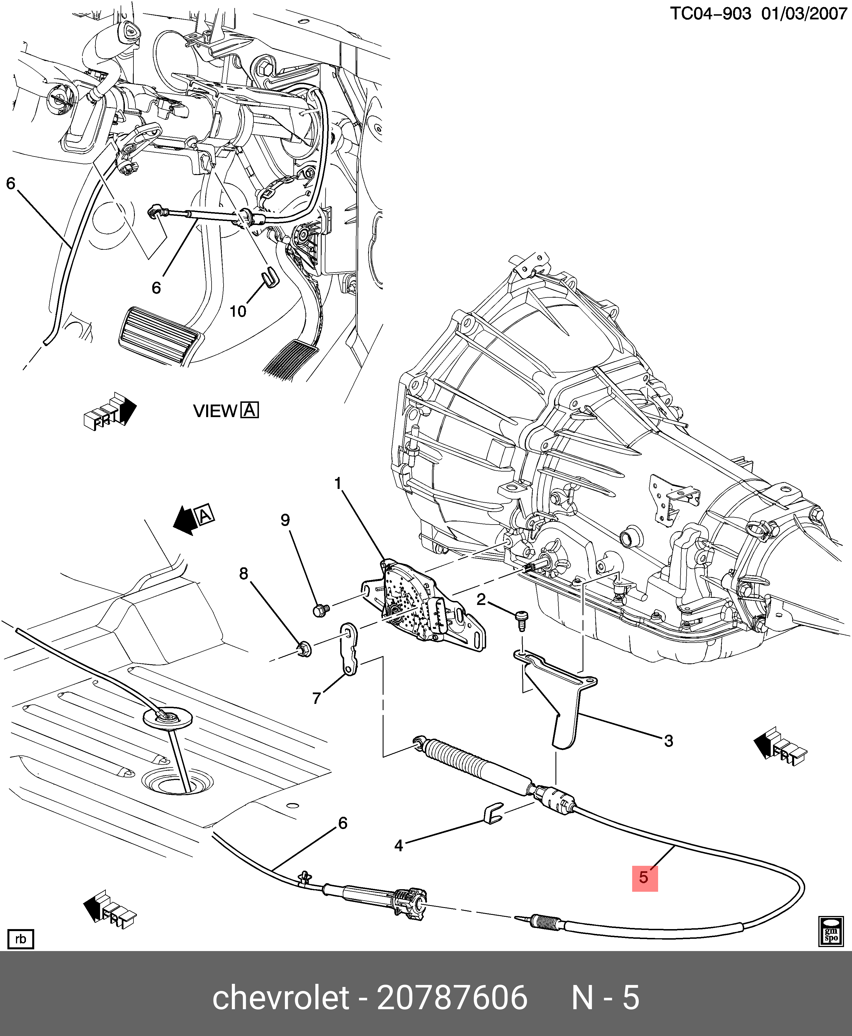 20787606 GENERAL MOTORS Automatic gearbox cable