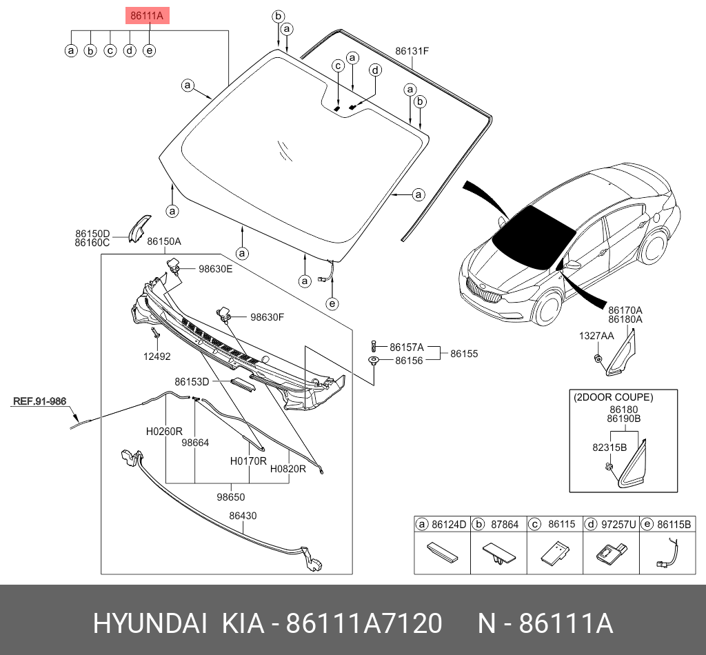 86111A7120 HYUNDAI KIA GLASS ASSY, WINDSHIELD