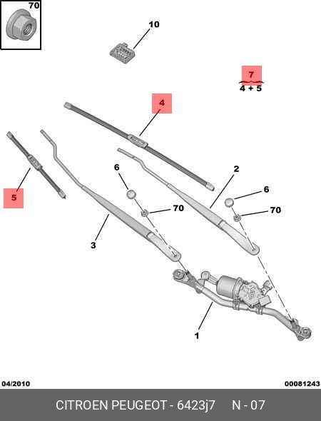 Wiper blade set, front