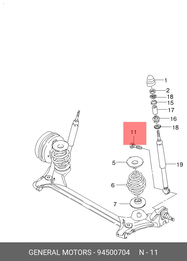 Болт амортизатора заднего M10X1.25 L65 B37 S14