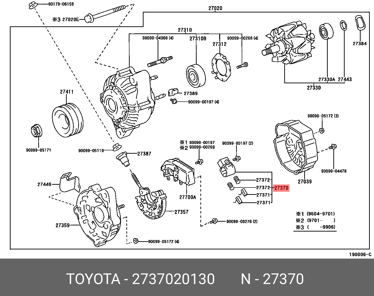 27370-20130 TOYOTA LEXUS CARBON BRUSHES, ALTERNATOR