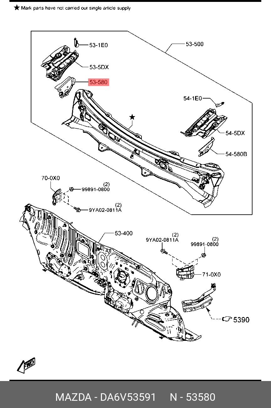 DA6V53591 MAZDA PLATE(R),COWL-UPPER