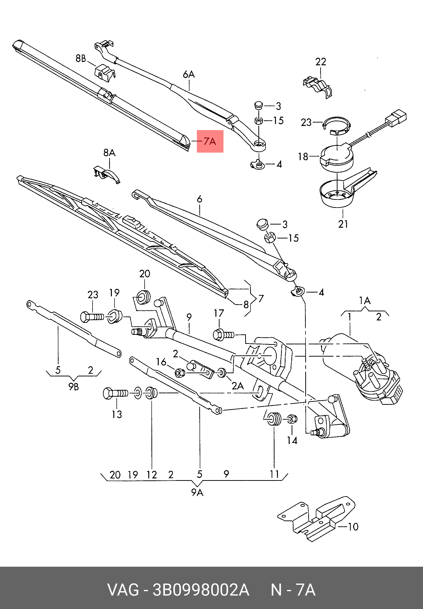 Wiper blade set, front
