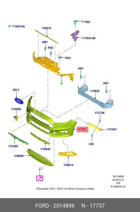 2014896 FORD BUMPER ASSY - FRONT