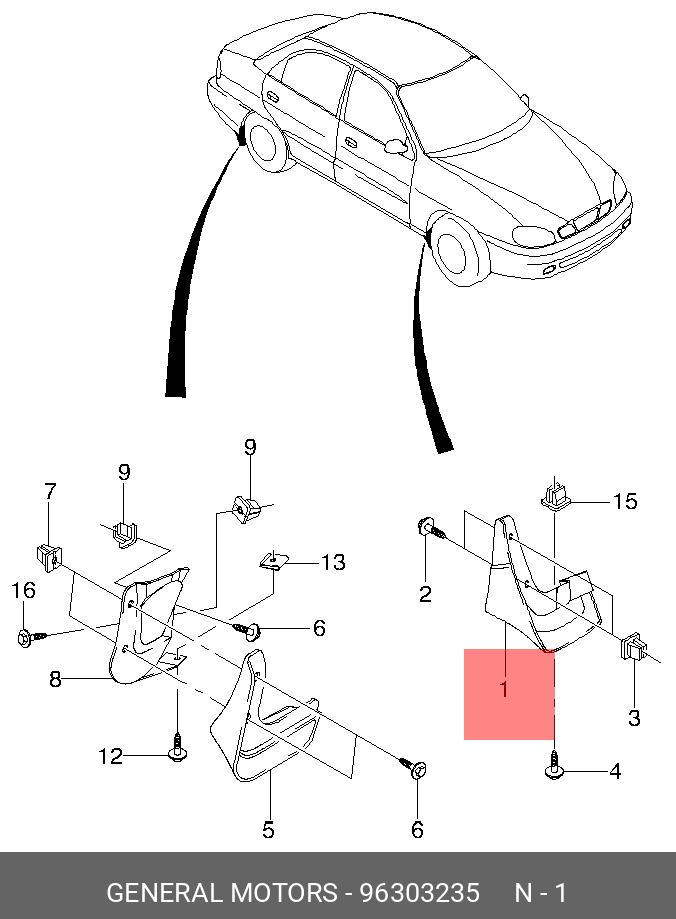 Брызговик передний левый