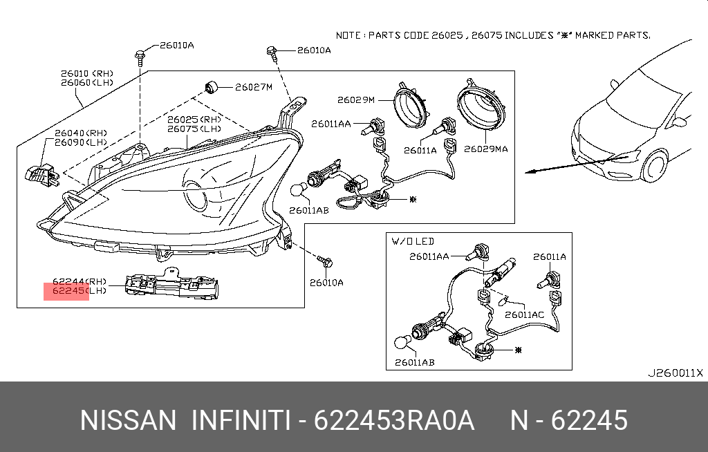 62245-3RA0A NISSAN RETAINER-FRONT