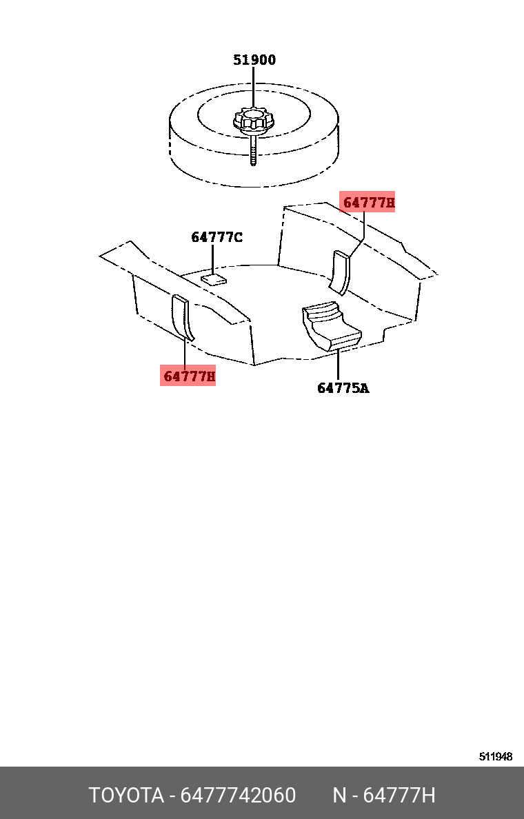 64777-42060 TOYOTA LEXUS SPARE WHEEL CARRIER