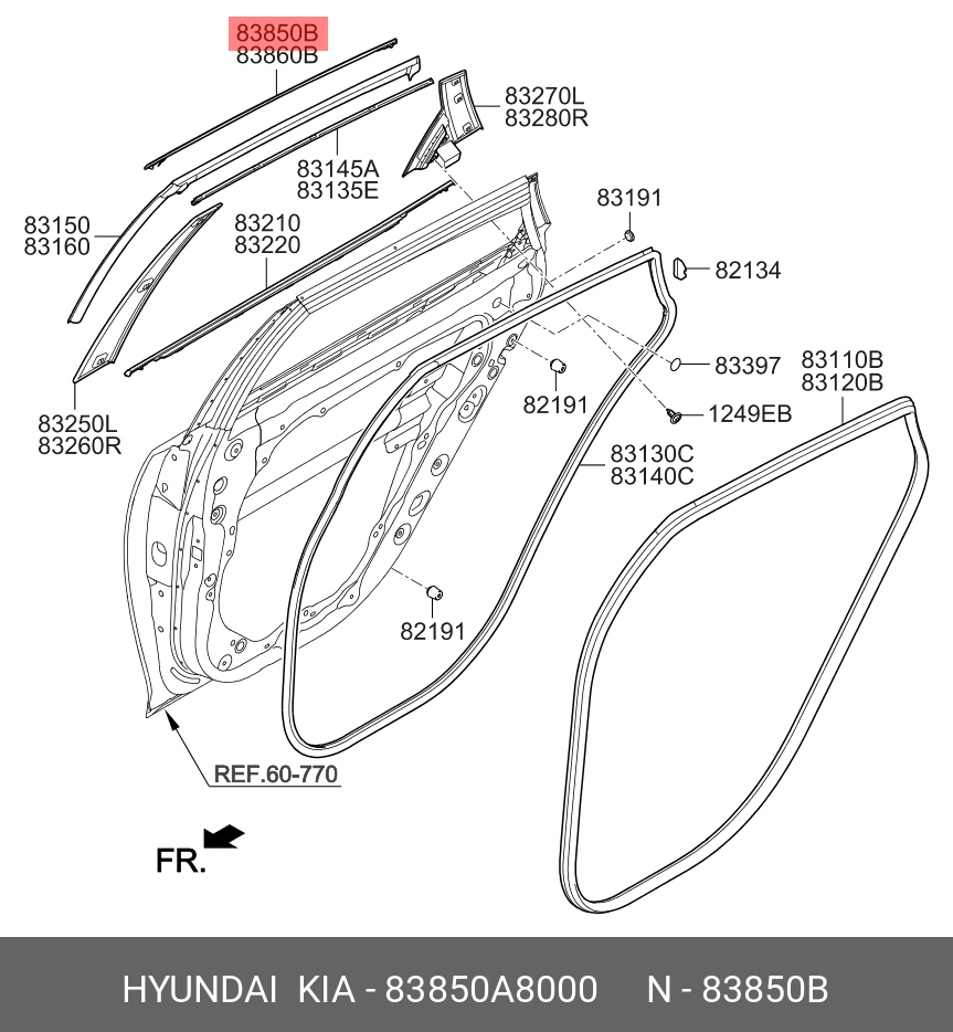 83850A8000 HYUNDAI KIA Door molding