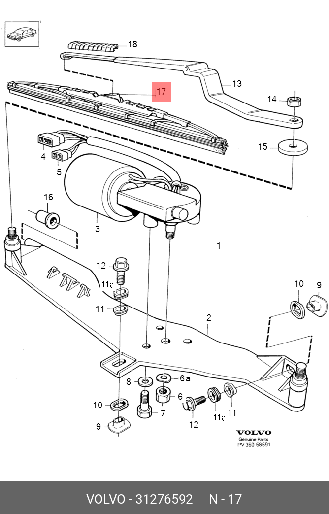 Wiper blade set, front