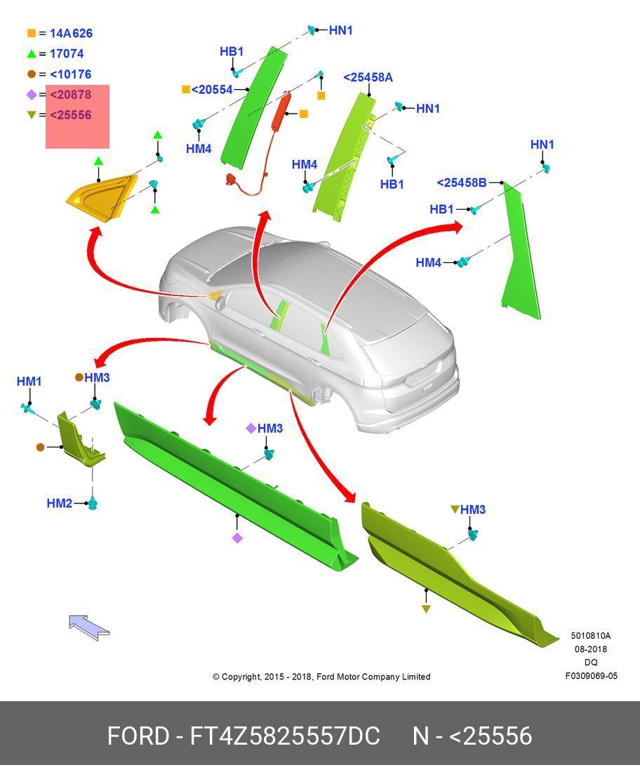 FT4Z-5825557-DC FORD MOULDING - DOOR OUTSIDE