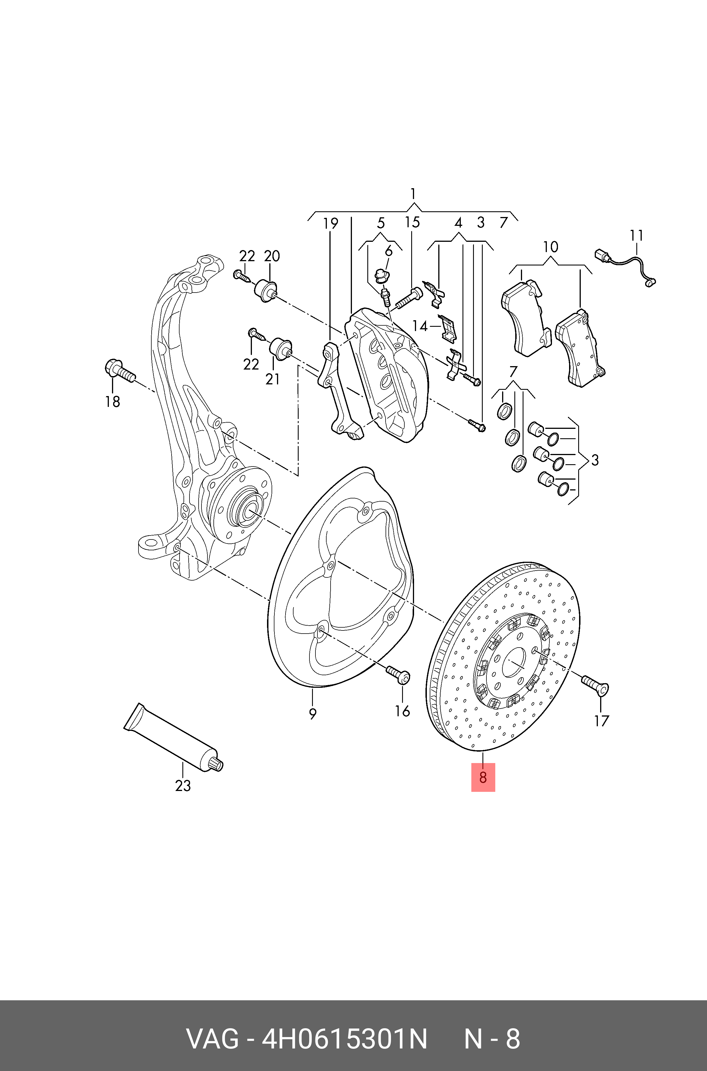Front brake disc, left