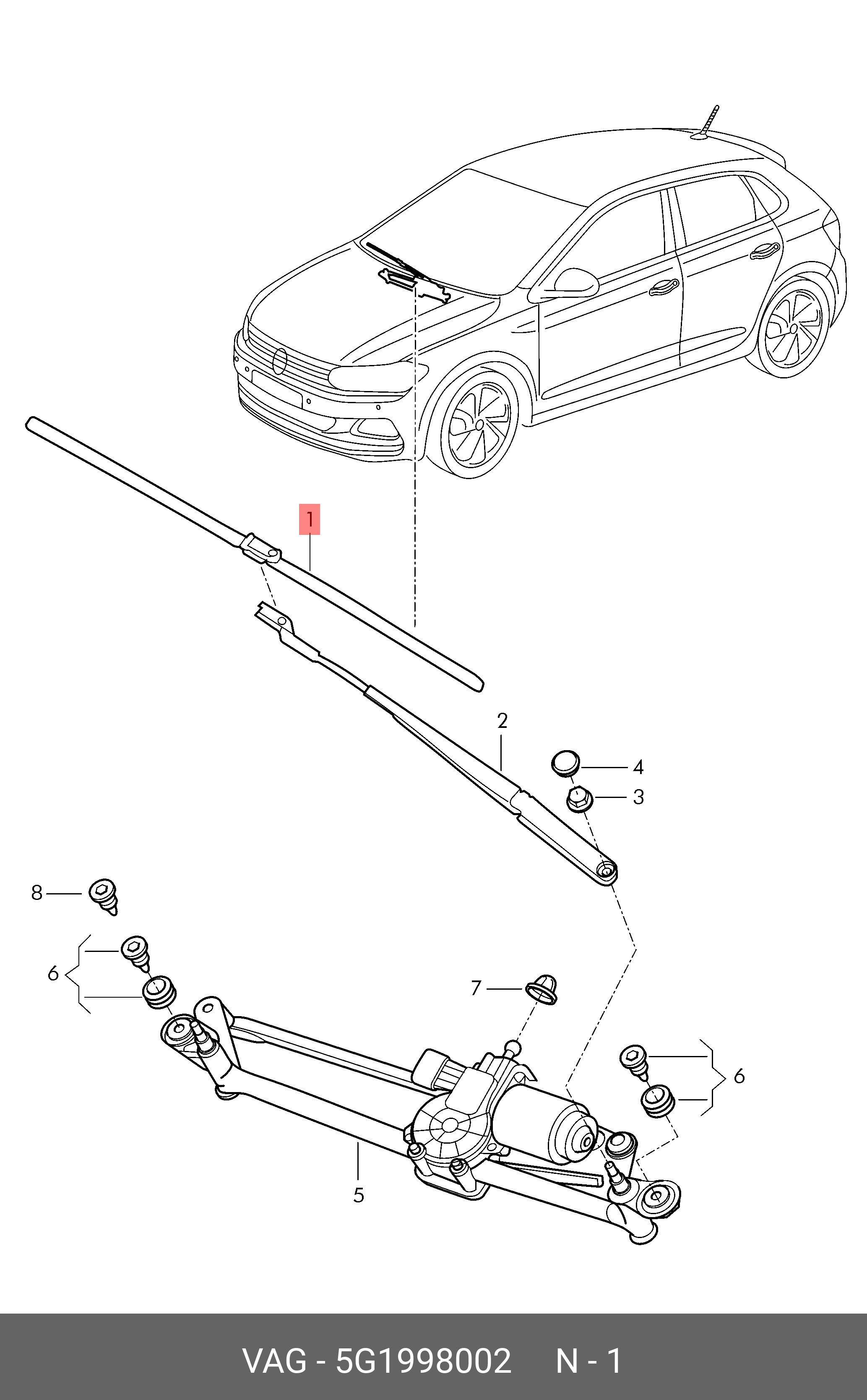 Wiper blade set, front