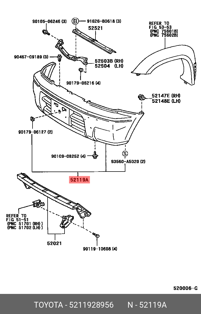 52119-28956 TOYOTA LEXUS COVER FR BUMPER