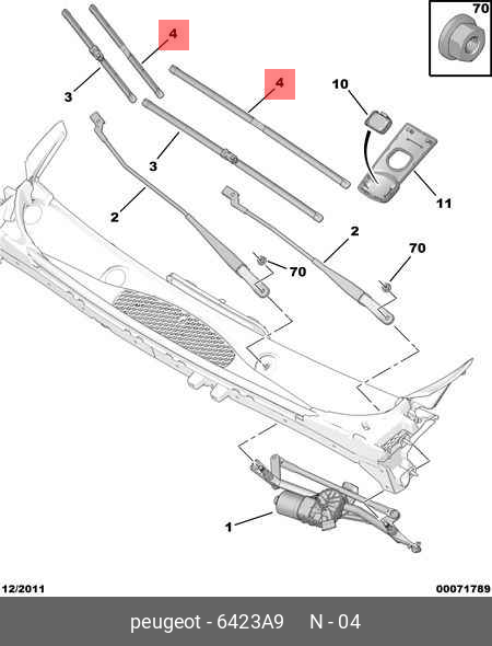Wiper blade set, front