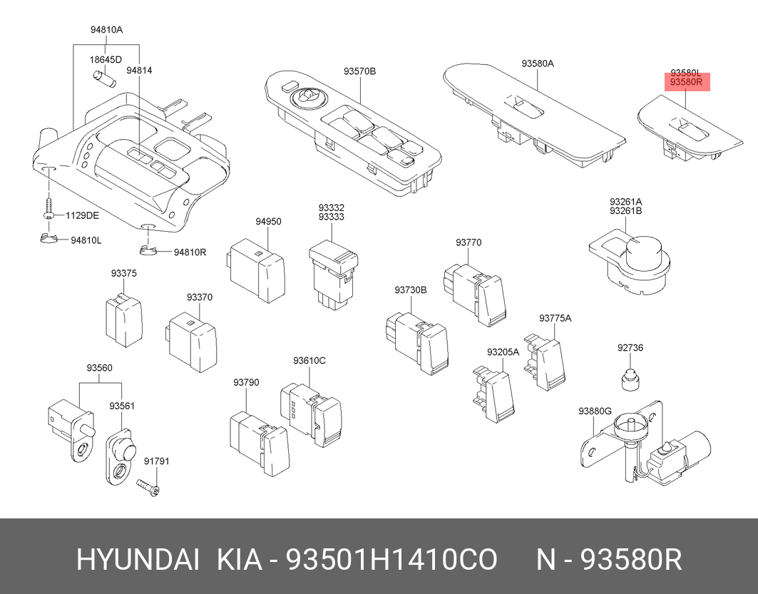 SWITCH ASSY-RR P/WDO SUB RH