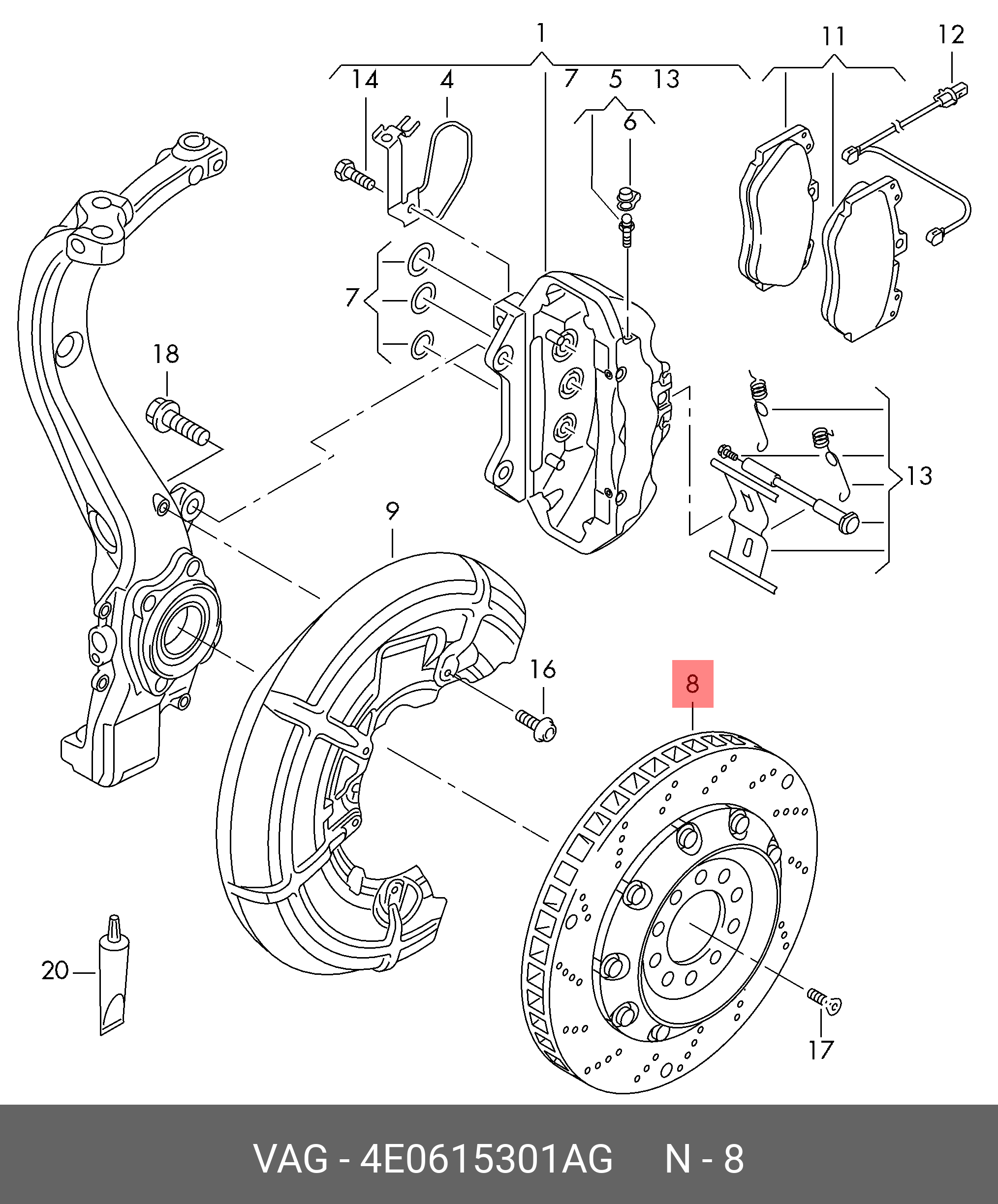 Front brake disc, left