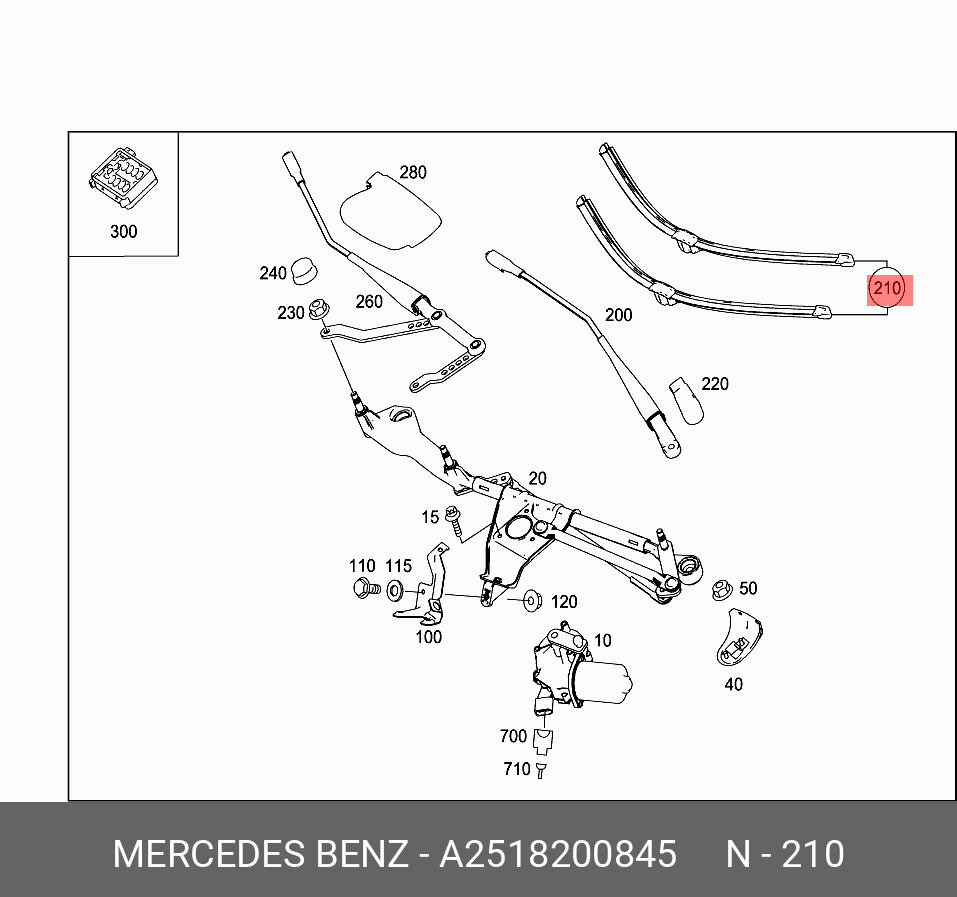 Wiper blade set, front