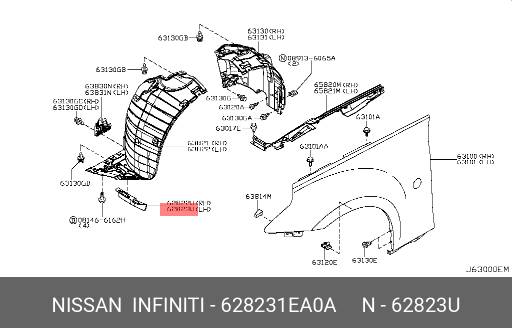 62823-1EA0A NISSAN GUIDE-AIR,FRONT