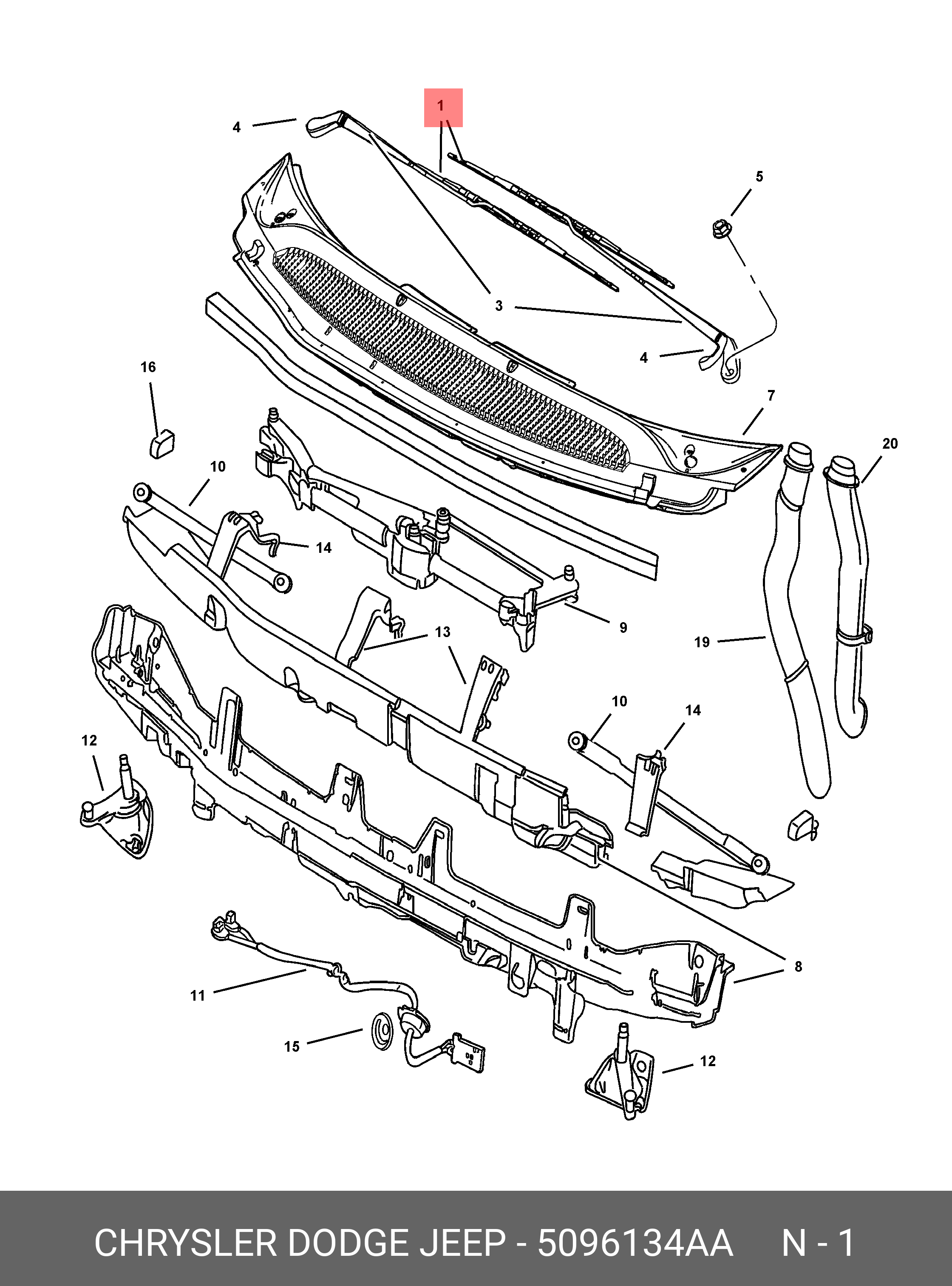 Front wiper blade, right