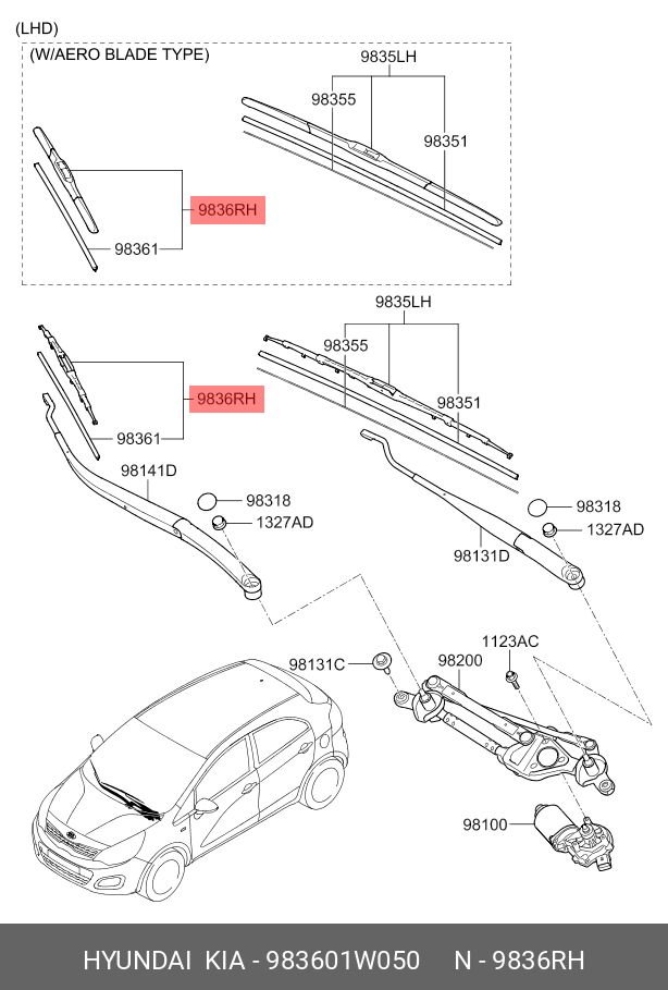 Front wiper blade, right