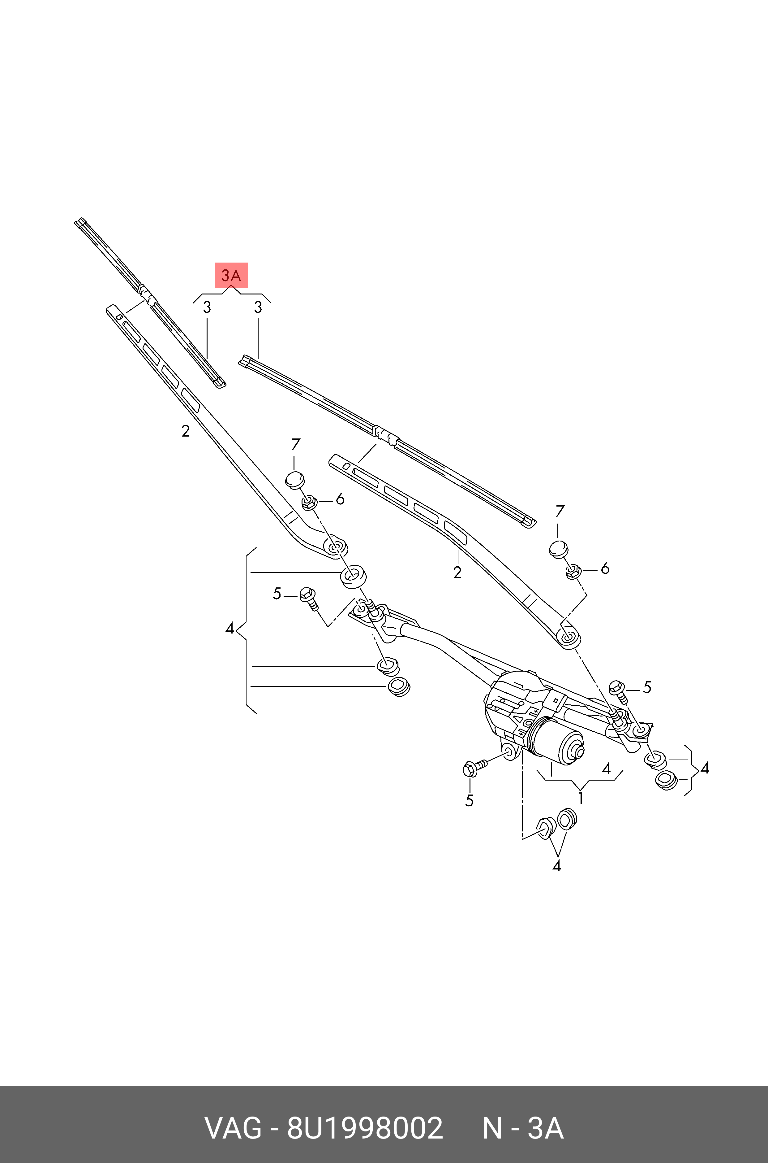 Wiper blade set, front