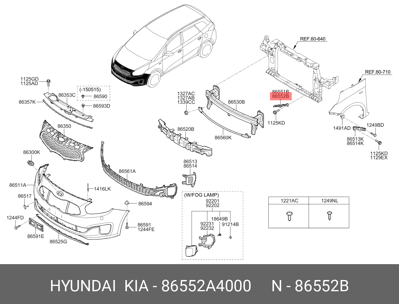 86552A4000 HYUNDAI KIA BRACKET-FR BUMPER UPR SIDE MTG
