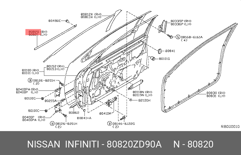 80820-ZD90A NISSAN MOULDING ASSY