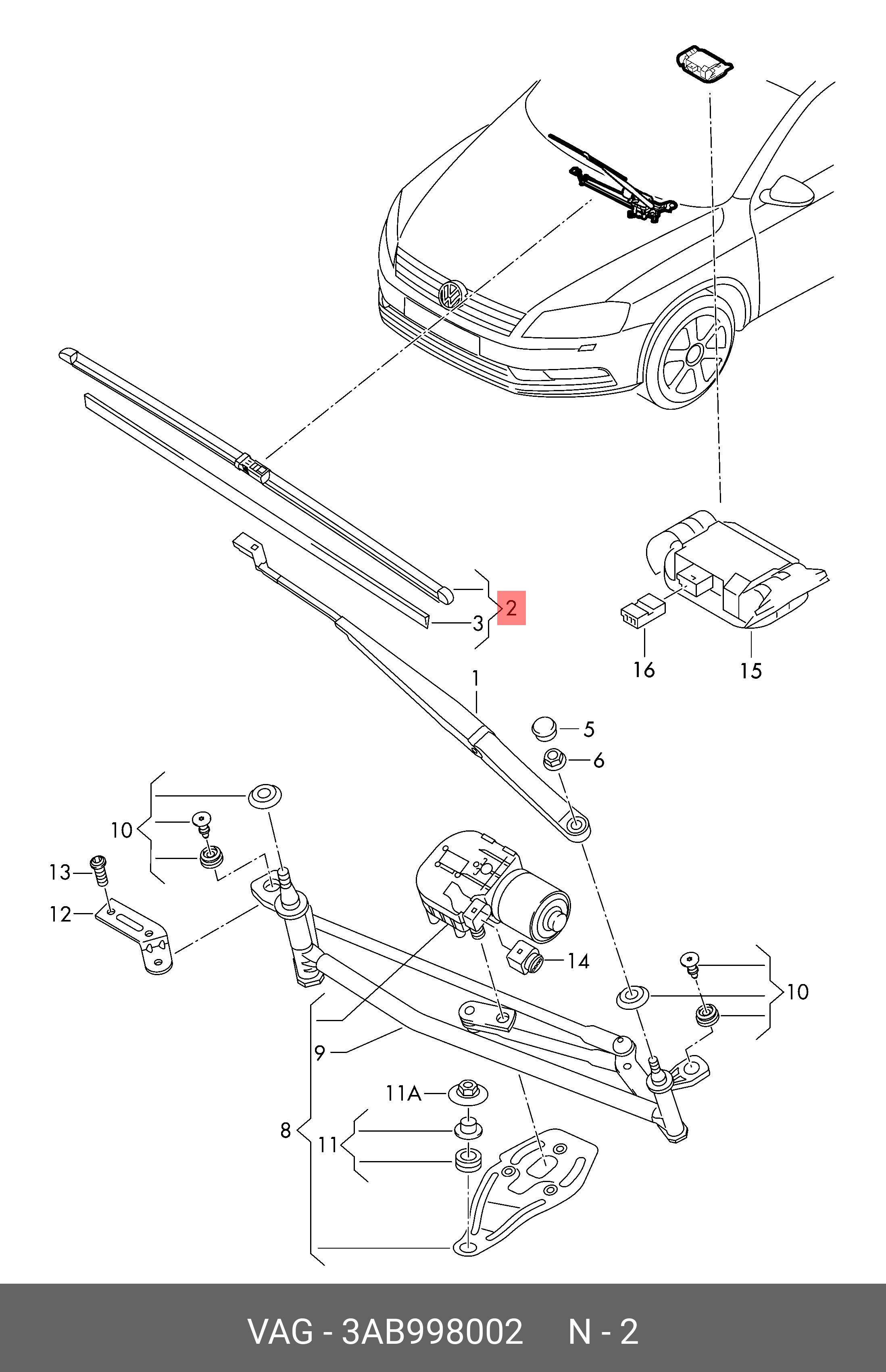 Wiper blade set, front