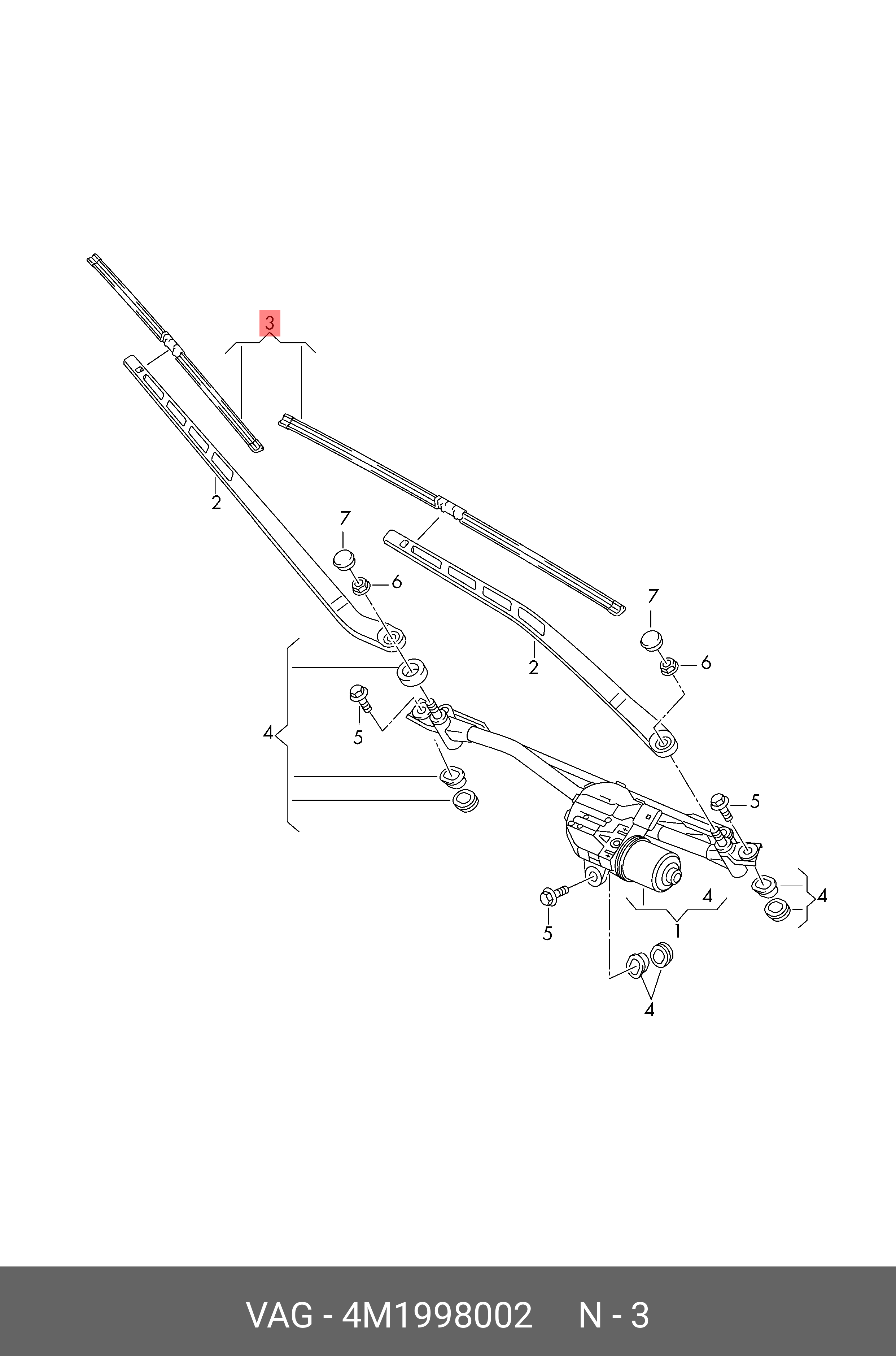 Wiper blade set, front