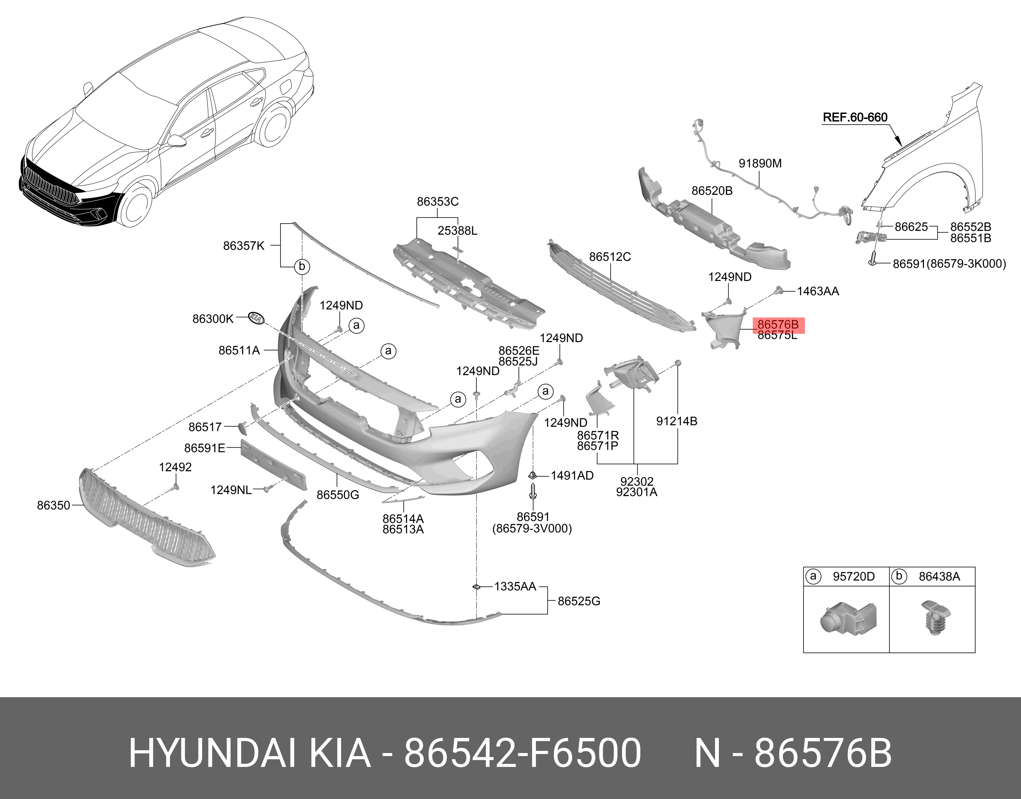 86542F6500 HYUNDAI KIA AIR DUCT-FR BUMPER,RH