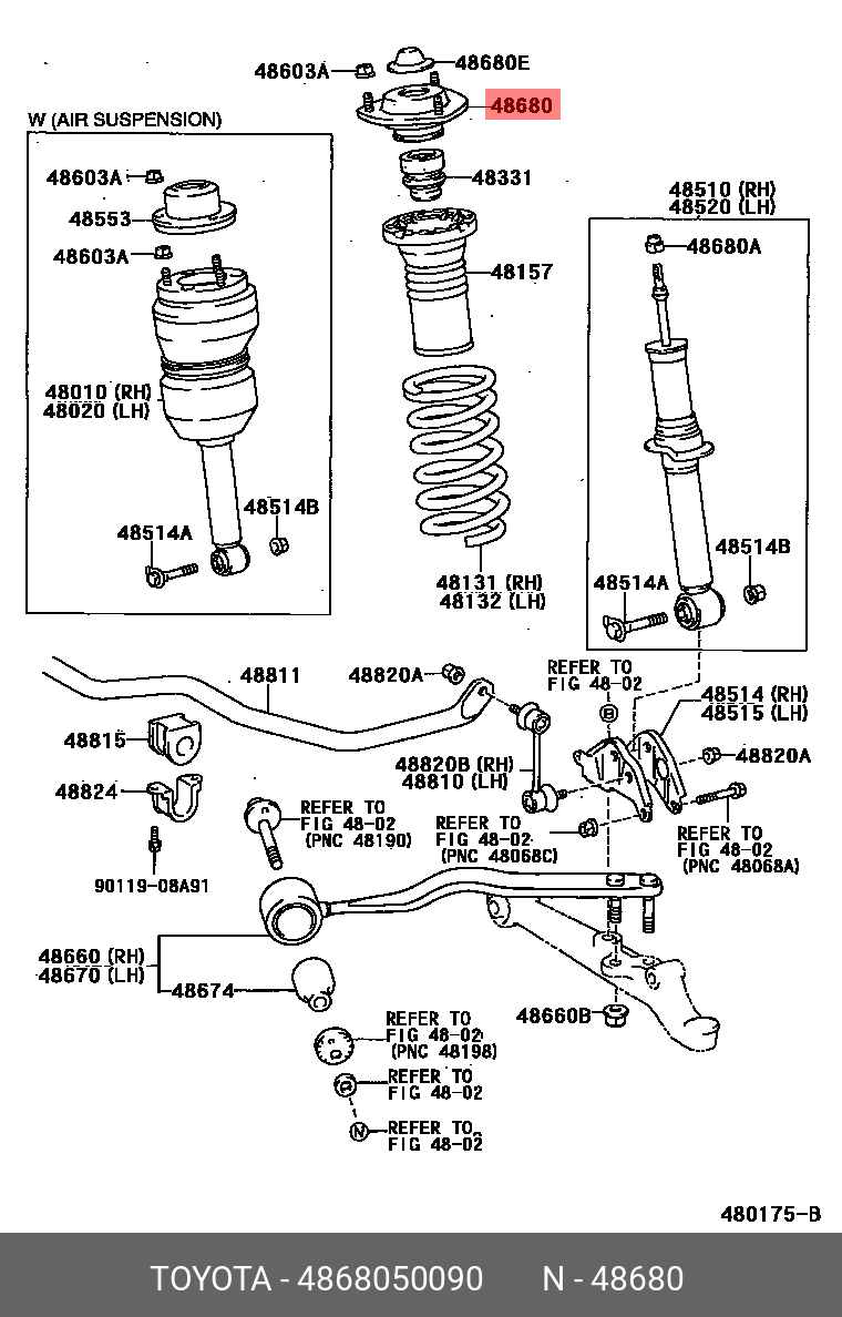 48680-50090 TOYOTA LEXUS SHOCK MOUNTING 48680-50090