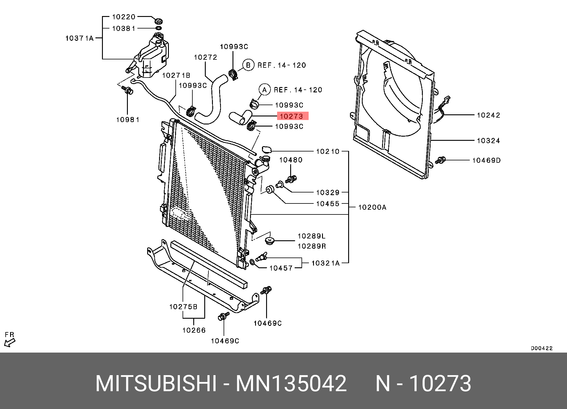 MN135042 MITSUBISHI HOSE,RADIATOR,UPR