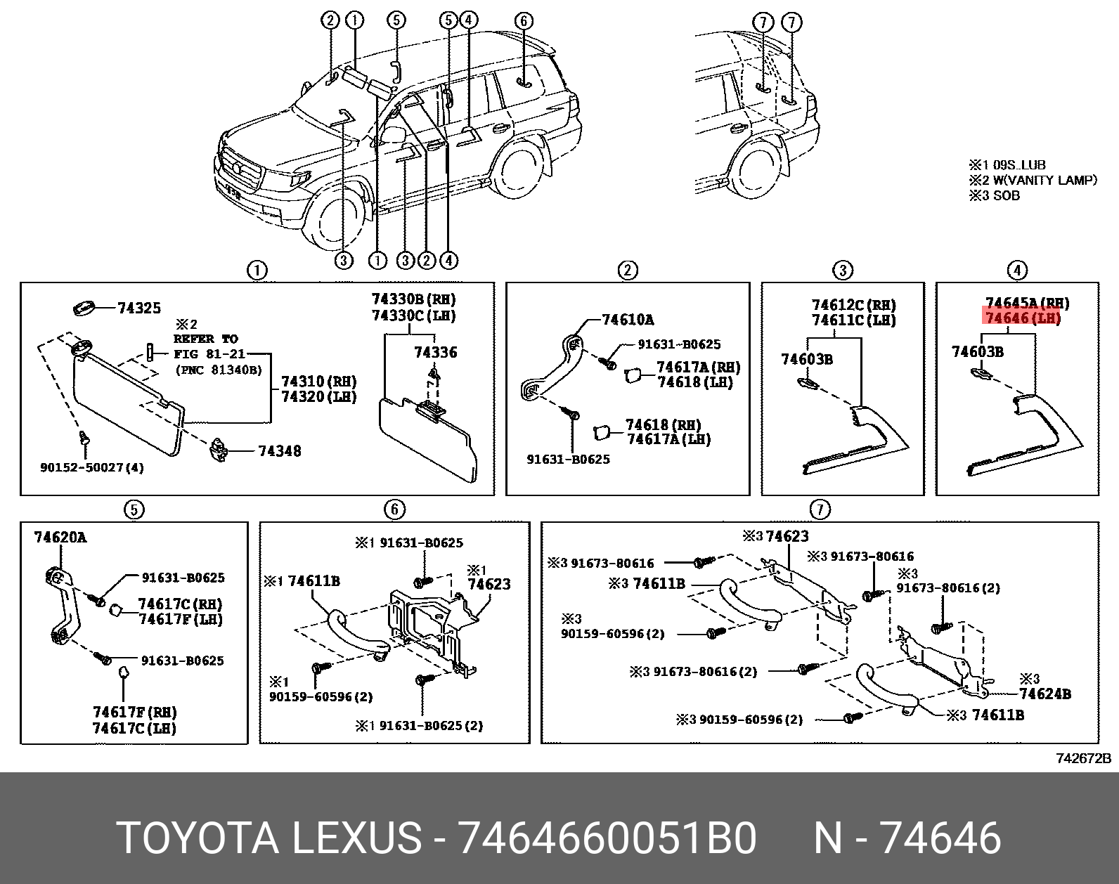 74646-60051-B0 TOYOTA LEXUS MOULDING ASSY, OUTSIDE