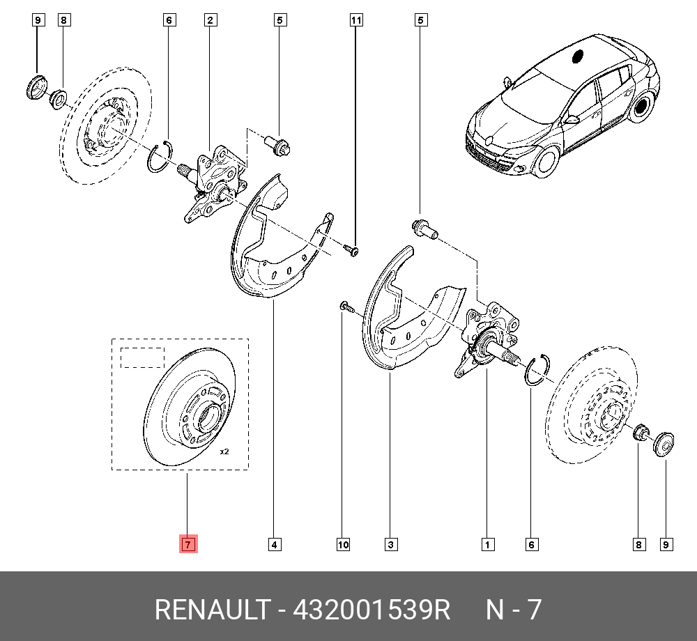 Rear brake discs, set
