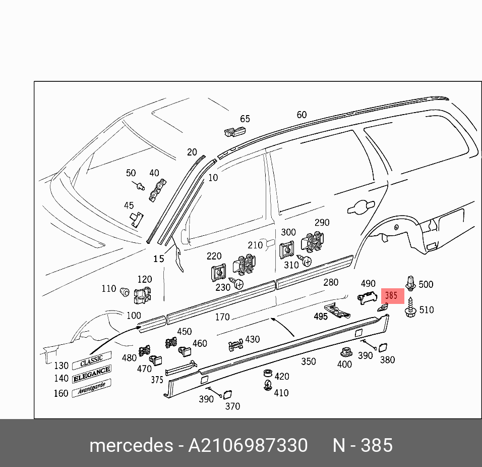A 210 698 73 30 MERCEDES BENZ Inner fender
