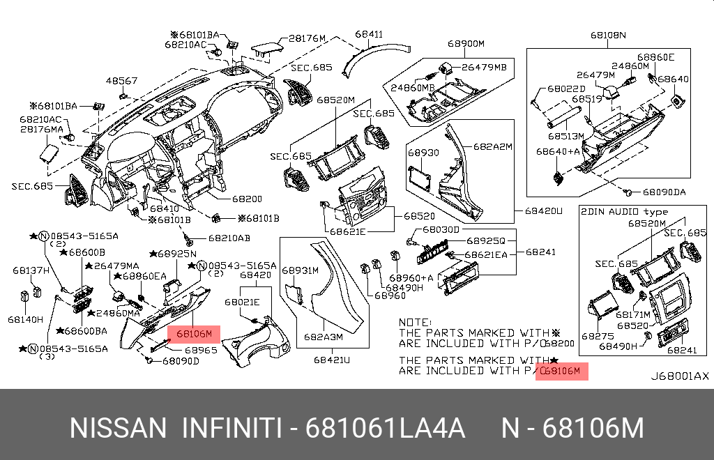 68106-1LA4A NISSAN BODY-CONSOLE,RR