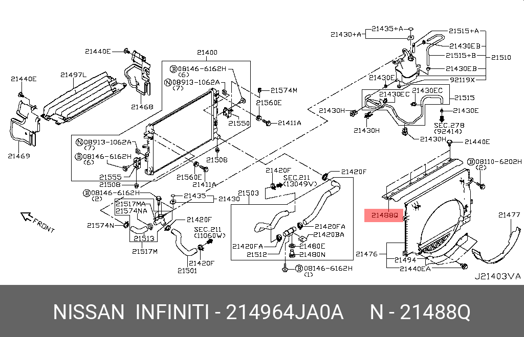 21496-4JA0A NISSAN SEAL-RADIATOR