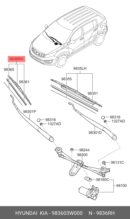 Front wiper blade, right