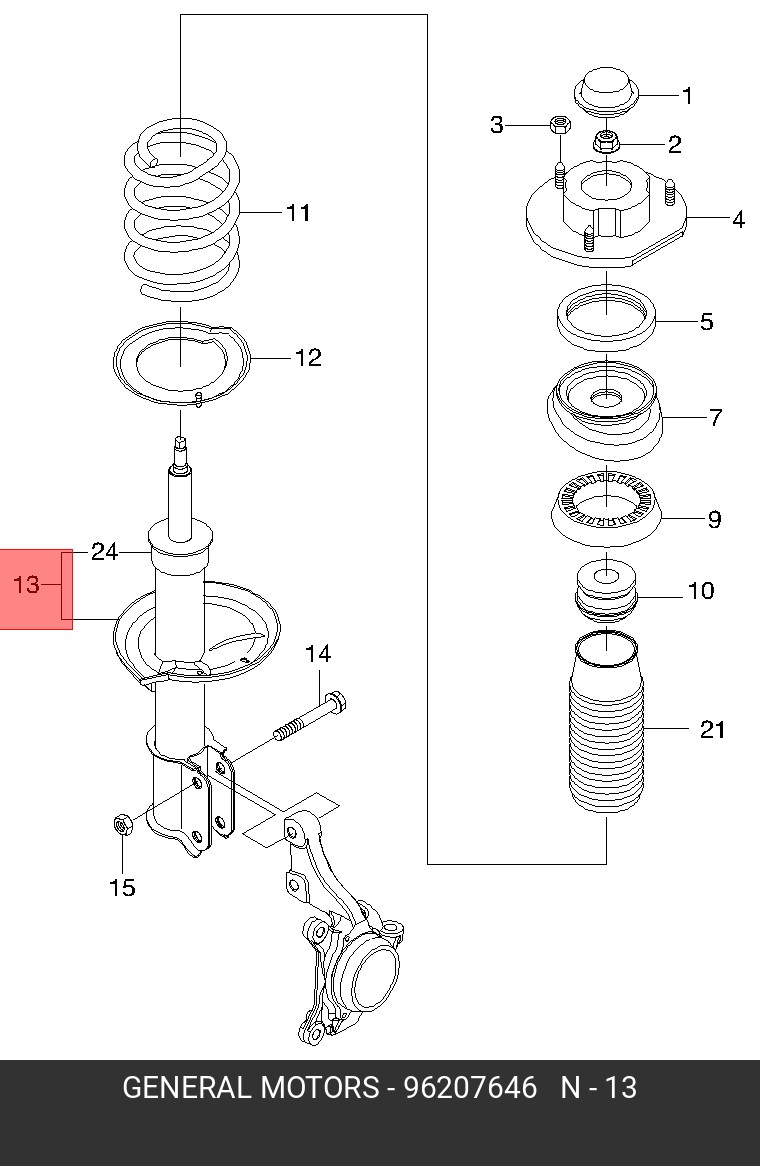 Амортизатор передний левый