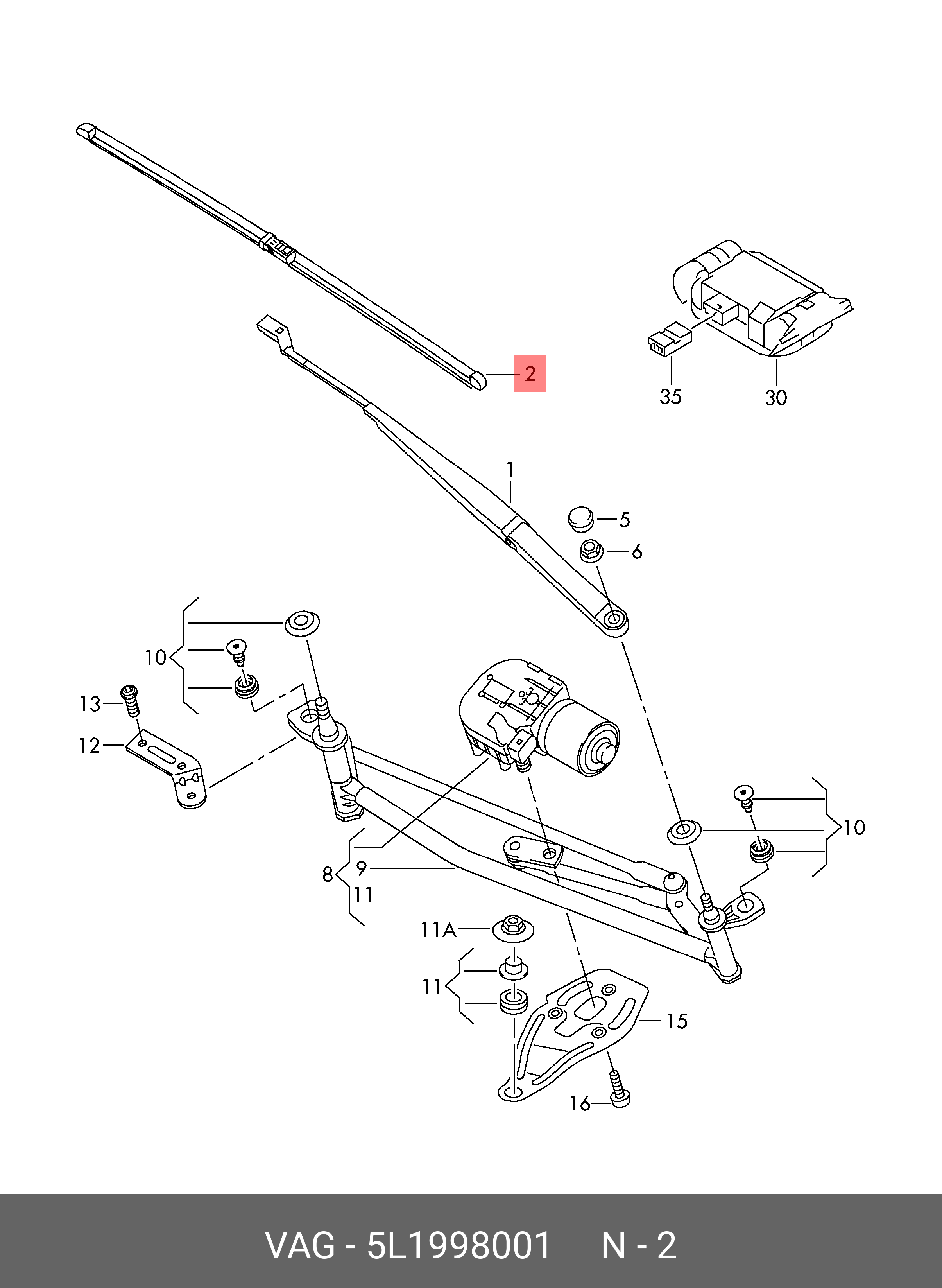 Wiper blade set, front